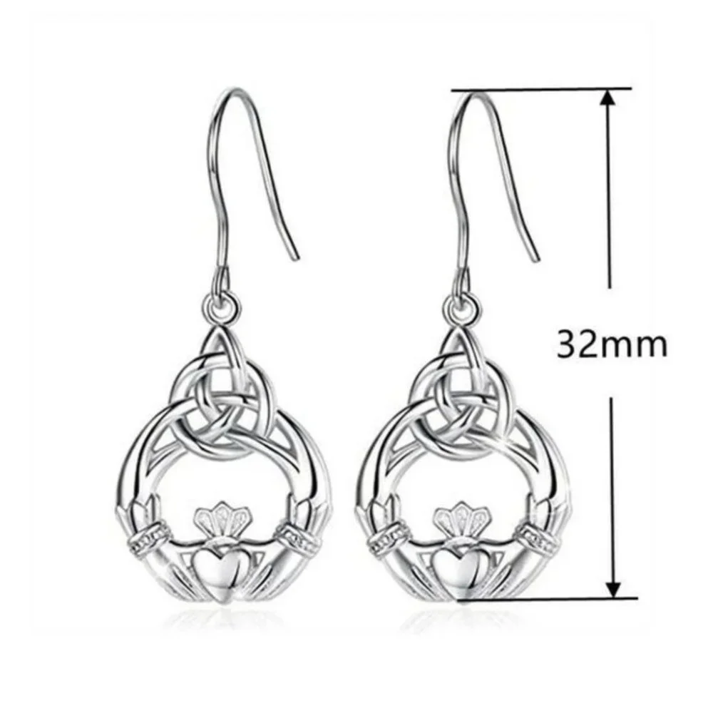 New 925 Silver Filled Small Claddagh Drop Earrings